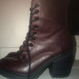 forever 21 maroon heeled boots